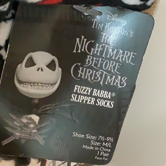 Nightmare Before Christmas, Fuzzy Babba Mens Slipper Socks, Size M/L. New - Picture 4 of 4